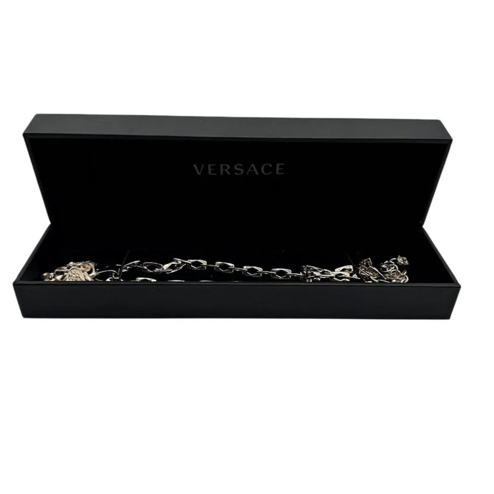 Versace Medusa Head Silver Tone Pendant‎ Necklace Made in Italy Adjustable Chain